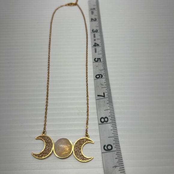 Gold Moonstone Necklace with Filigree Charms - Picture 7 of 14